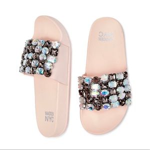 Embellished Madden NYC Slide Sandals - Women Size 9 - Lighter Pink Ting